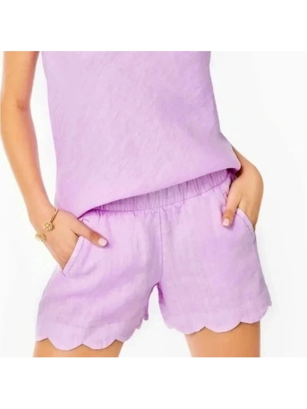 Lilly Pulitzer Lavender Scallop Hem High-Waist Shorts